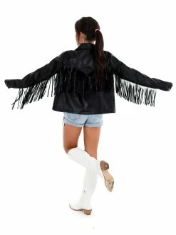 Cloud Ten Outerwear Walk This Way Pleather Fringe Jacket