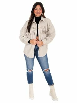 Main Strip Sweet About Me Fringe Solid Shacket
