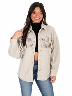 Main Strip Sweet About Me Fringe Solid Shacket