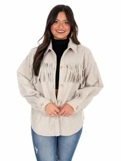 Main Strip Sweet About Me Fringe Solid Shacket