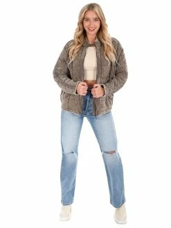 Zenana Shades Of Winter Quilted Dolman Jacket