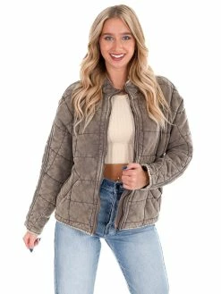 Zenana Shades Of Winter Quilted Dolman Jacket