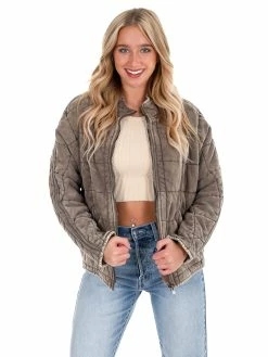 Zenana Shades Of Winter Quilted Dolman Jacket