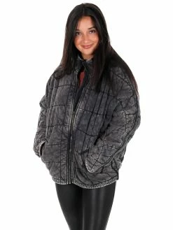 Zenana Shades Of Winter Quilted Dolman Jacket