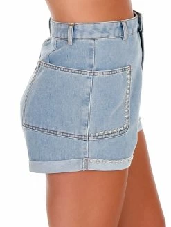 Cloud Ten Dance All Night Studded Light Denim Shorts Gameday