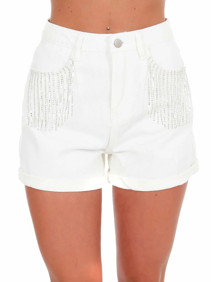 Best reviews of ๐ Cloud Ten Good Mood White Rhinestone Fringe Jean Shorts Sale ๐งจ 1 Cloud Ten Good Mood White Rhinestone Fringe Jean Shorts Sale