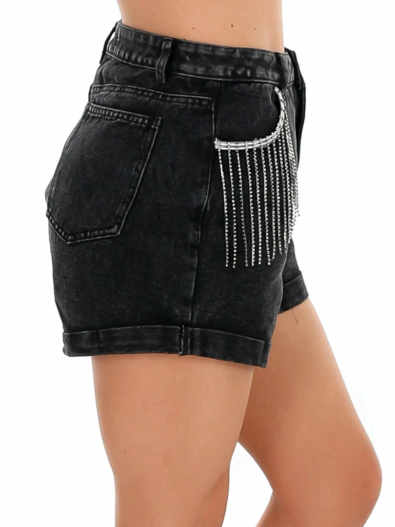 Best Pirce ๐ Cloud Ten Good Mood Black Rhinestone Fringe Jean Shorts ๐ 2 Cloud Ten Good Mood Black Rhinestone Fringe Jean Shorts