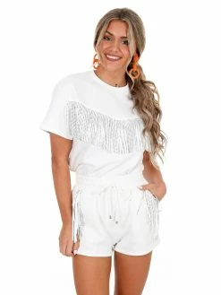 Cloud Ten Cheer You On Rhinestone Fringe Tee
