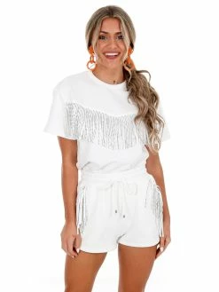 Cloud Ten Cheer You On Rhinestone Fringe Tee