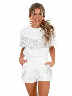 Cloud Ten Cheer You On Rhinestone Fringe Tee