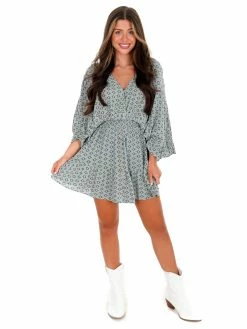 In The Beginning Last Goodbye Sage Mini Dress