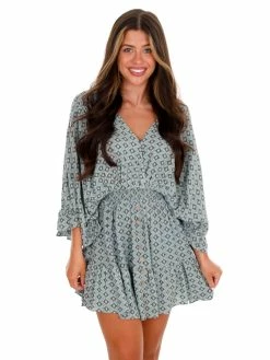 In The Beginning Last Goodbye Sage Mini Dress