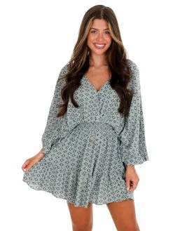 In The Beginning Last Goodbye Sage Mini Dress