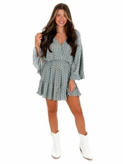 In The Beginning Last Goodbye Sage Mini Dress