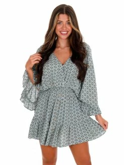 In The Beginning Last Goodbye Sage Mini Dress