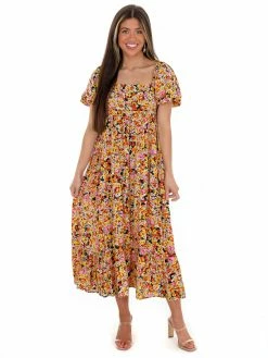 In The Beginning Could Be Forever Floral Midi Dress Sale