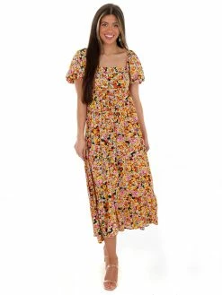 In The Beginning Could Be Forever Floral Midi Dress Sale