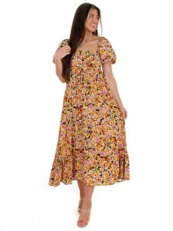 In The Beginning Could Be Forever Floral Midi Dress Sale