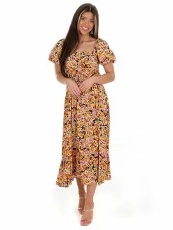 In The Beginning Could Be Forever Floral Midi Dress Sale