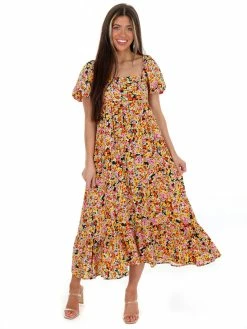In The Beginning Could Be Forever Floral Midi Dress Sale