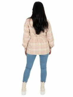 Hyfve Totally Flirty Plaid Belted Shacket Tops