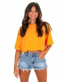 Hyfve Offense Orange Round Neck Top