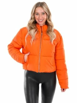 Hyfve Key To The City Orange Puffer Jacket