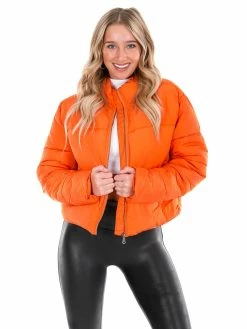 Hyfve Key To The City Orange Puffer Jacket