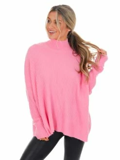 Easel Midnight Rain Mock Neck Sweater