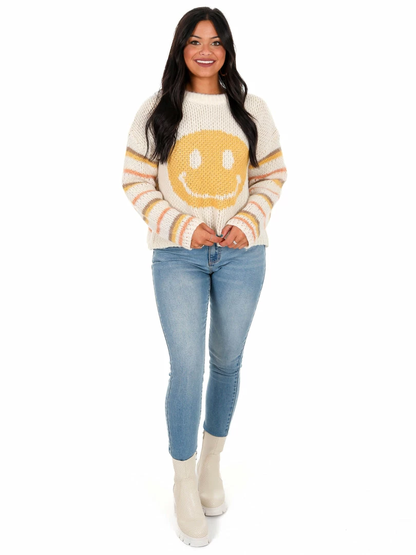 Deals โ๏ธ Easel Like You Mean It Smiley Face Sweater ๐ 13 Easel Like You Mean It Smiley Face Sweater