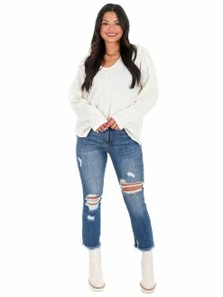 Fantastic Fawn Tops Nothing On You Cable Knit Top