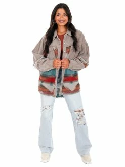 POL Makes You Beautiful Corduroy Aztec Jacket Tops