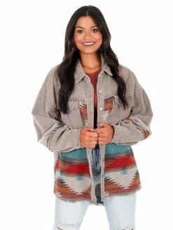 POL Makes You Beautiful Corduroy Aztec Jacket Tops