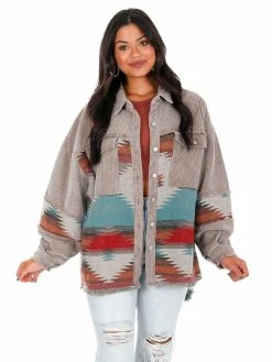 POL Makes You Beautiful Corduroy Aztec Jacket Tops