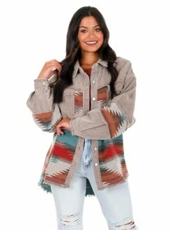 POL Makes You Beautiful Corduroy Aztec Jacket Tops