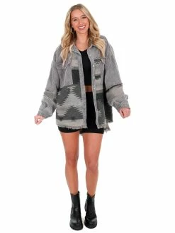 POL Makes You Beautiful Corduroy Aztec Jacket Tops