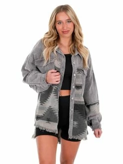 POL Makes You Beautiful Corduroy Aztec Jacket Tops