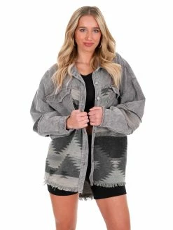 POL Makes You Beautiful Corduroy Aztec Jacket Tops