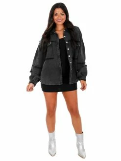 POL Drama Queen Studded Twill Jacket Tops