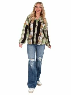 POL Runaway Love Mixed Plaid Top