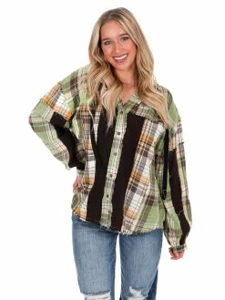 POL Runaway Love Mixed Plaid Top