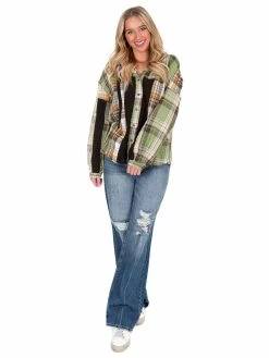 POL Runaway Love Mixed Plaid Top