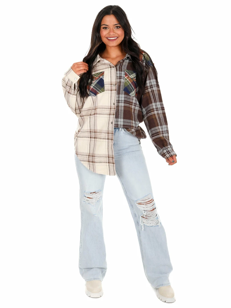 Outlet ๐ฏ POL According To You Mixed Flannel Top ๐ 2 POL According To You Mixed Flannel Top