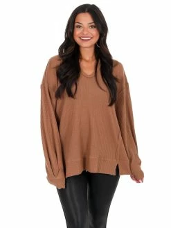 Jodifl Tops While I Can Waffle Knit Top