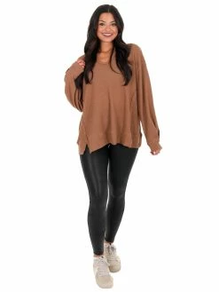 Jodifl Tops While I Can Waffle Knit Top