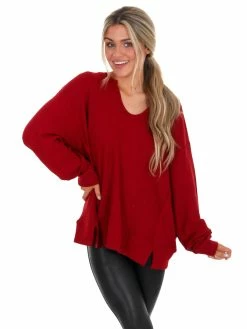 Jodifl Tops While I Can Waffle Knit Top