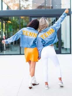Love Tree Apparel Cropped Chenille TENN Denim Jacket
