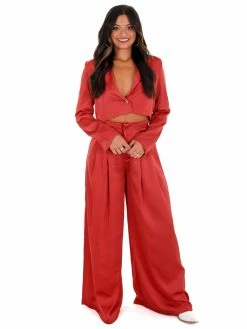 Glam Little Things Cropped Satin Blazer