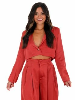 Glam Little Things Cropped Satin Blazer