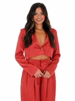 Glam Little Things Cropped Satin Blazer